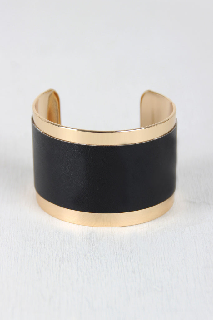 Vegan Leather and Metal Cuff Bracelet