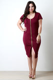 Double Zipper Back Cutout Bodycon Dress