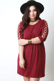 Lattice Sleeve Shift Dress