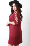 Lattice Sleeve Shift Dress