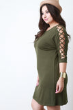Lattice Sleeve Shift Dress