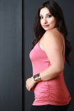 V Neck Banded Keyhole Spaghetti Strap Top