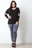 Casual Long Sleeve Double Arm Band Top
