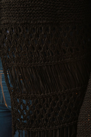 Chunky Knitted Long Fringe Cardigan