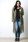 Chunky Knitted Long Fringe Cardigan