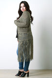 Chunky Knitted Long Fringe Cardigan