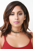 Suede Wrap Chain Link Choker Necklace and Earrings Set