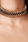 Suede Wrap Chain Link Choker Necklace and Earrings Set