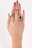Etched Faux Stone Ring Set
