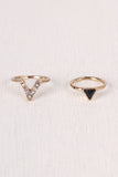 Etched Faux Stone Ring Set