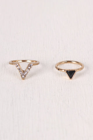 Etched Faux Stone Ring Set