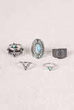 Etched Faux Stone Ring Set