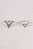 Etched Faux Stone Ring Set