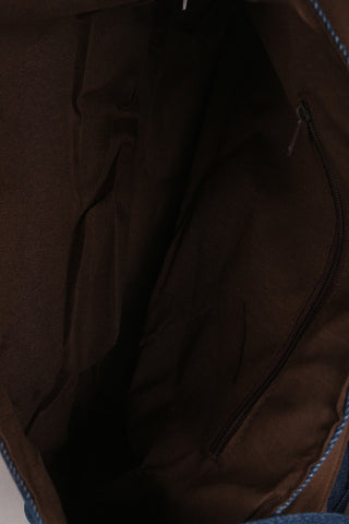 Graphic Patch Denim Messenger Bag