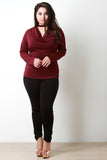 Mock Neck Draped Keyhole Long Sleeve Top