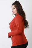 Mock Neck Draped Keyhole Long Sleeve Top