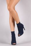 Knit Fitted Peep Toe Stiletto Booties
