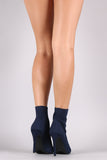 Knit Fitted Peep Toe Stiletto Booties