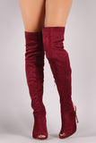 Liliana Corset Back Peep Toe Stiletto OTK Boots