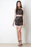 Semi-Sheer Mesh and Lace Mini Dress