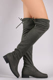 Suede Drawstring-Tie Riding Over-The-Knee Boots
