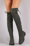 Suede Drawstring-Tie Riding Over-The-Knee Boots