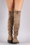 Suede Drawstring-Tie Riding Over-The-Knee Boots