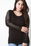 Long Sleeve Lattice Trim Top