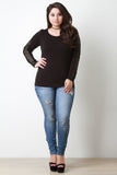 Long Sleeve Lattice Trim Top