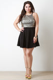 Metallic Contrast Skater Dress