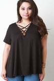 Loose Fitting Strappy V Neck Tee Shirt