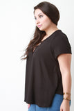 Loose Fitting Strappy V Neck Tee Shirt