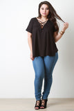 Loose Fitting Strappy V Neck Tee Shirt