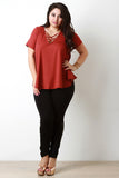 Loose Fitting Strappy V Neck Tee Shirt