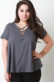 Loose Fitting Strappy V Neck Tee Shirt