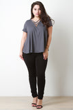 Loose Fitting Strappy V Neck Tee Shirt