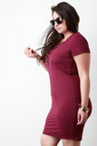 Suede Lace-Up Eyelet Trim V-Neck Short Sleeve Dress