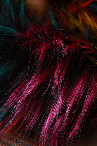 Neon Streak Faux Fur Circle Scarf