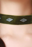Concho Studs Velvet Choker Necklace