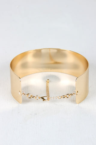 Wide Metallic Collar Choker