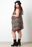 Woven Plaid Open Front Vest