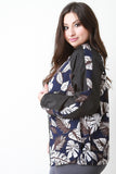 Tropical Print Zip Up Bomber Jacket