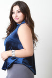 Velvet Sleeveless Mock Neck Top