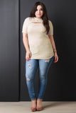 Ribbed Knit Keyhole Short Sleeves Top