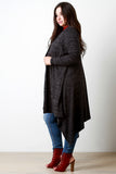Marled Knit Draped Open Front Longline Cardigan