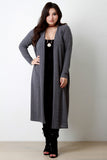 Ribbed Knit Long Sleeves Open Front Cardigan