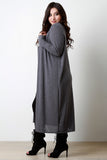 Ribbed Knit Long Sleeves Open Front Cardigan