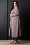 Ribbed Knit Long Sleeves Open Front Cardigan