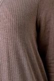 Ribbed Knit Long Sleeves Open Front Cardigan