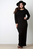 Jersey Round Neck Long Sleeves Maxi Dress